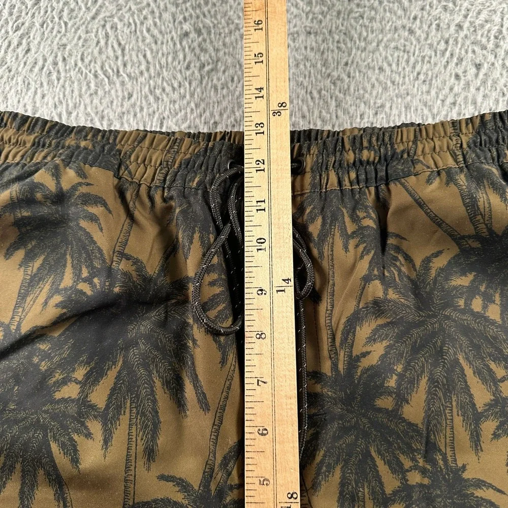 Outerknown Swim Trunks Mens 33 Olive Palm Print Drawstring Unlined Quick‎ Dry